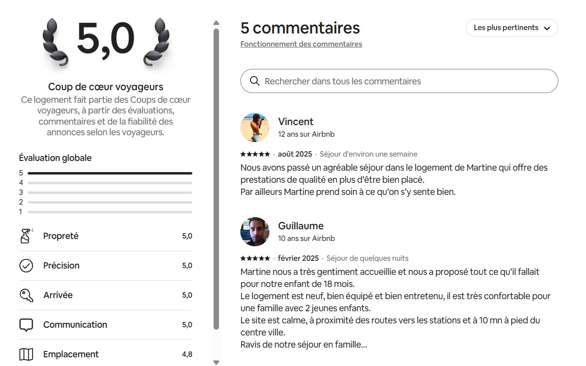 Capture d’écran 2025-10-14 commentaire airbnb Coup de cœur Voyageurs - Avis Airbnb